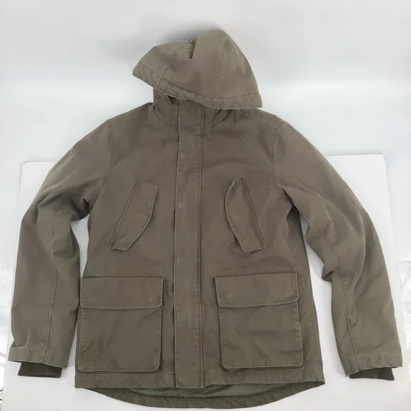 GAP Military Utility Green Quilted Sherpa Lined Jacket with Hood Size Small